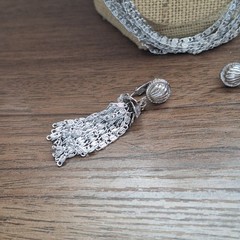 Vintage Celebrity ® Silvertone Cascade Necklace & Tassel Earrings Set 1960s Glam