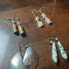Lot of 4 Pairs Vintage Earrings handmade Beaded Dangle Drop Style 60