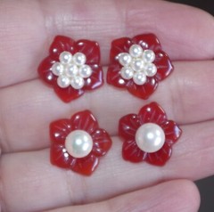 Carnelian Carved Flower 15MM Jackets For Studs Use With Any Stud Bridal Shower