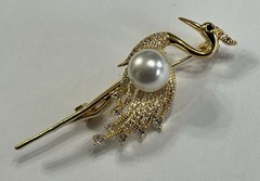 Crystal Rhinestone Owl Flamingo Brooch Pin Glass Vintage LOT Bird Peacock Clear