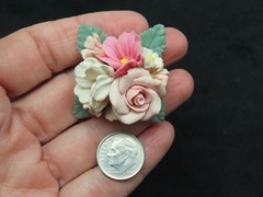 Vintage 1980’s Gorgeous Polymer Clay Multi Flowered Brooch