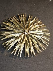 Vintage Emmons Gold Tone Starburst Flower Atomic Brooch Large 2.5″ Textured