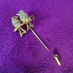 Crystal Lovebirds Pin on a Gold Tone Branch Push Pin Vintage 1990’s EUC