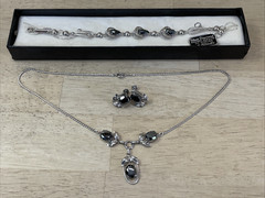 Sterling Hematite Black Diamond Zeidell’s Necklace Earrings Bracelet Vtg 1950s