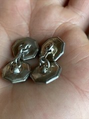 Iridescent MOP Mother of Pearl Octagonal Silver Tone Antique Edwardian CuffLinks