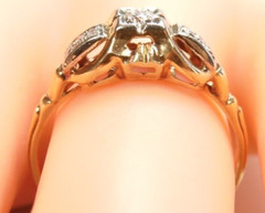 Antique 1920’s Diamond Faith Engagement 14K Two Tone Ring Size 6 UK-L1/2 Deco
