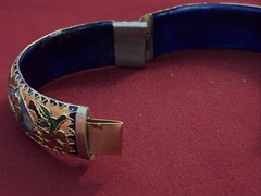Three Vintage High End Cloisonné Bangle Bracelet One Hinged Antique