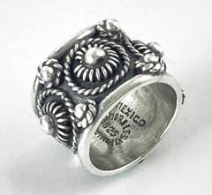 VINTAGE TAXCO MEXICO STERLING SILVER WIDE BAND RING J MORALES SIZE M½