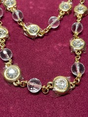 Camrose & Kross Jacqueline Kennedy Crystal Necklace Gold Tone Bezel Set Box COA