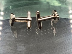 Courvoiser Napoleon Cognac Silvertone MENS Cuff Links new in box