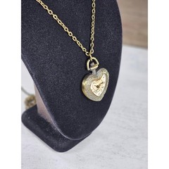 Vintage Heart Pocket Watch Necklace, Quartz Pendant, Gold Tone Chain