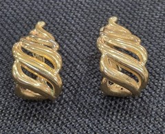 Napier Signed Gold Tone Twisted Rope Knot Clip On Earrings Vintage Costume…