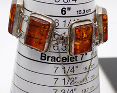 Cognac Baltic Amber Shell 925 Sterling Silver Bracelet 6.5″ Vintage