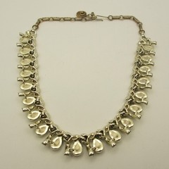 Vintage Lisner Necklace Rhinestone Gold Tone Statement 16 Inch ONE MISSING STONE