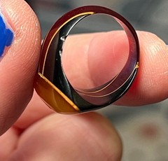 RARE Art Deco Antique Bakelite Celluloid Prison Ring Folk Art Navette Marquise