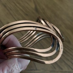 Renoir Engraved Copper Hinged Cuff Clamper Loop Bracelet Vintage. READ DESC