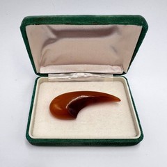 1960s Vintage Natural Honey Baltic Amber Jewelry Brooch Brass Pin Velvet Box