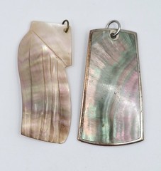 Vintage Pendant Lot 8pc Abalone Chakra Quartz Mother of Pearl Shell Alpaca