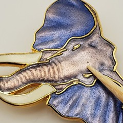 William Spear Elephant Brooch Pin Purple Enamel Gold Tone Vintage 1989 Eclectic