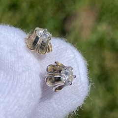Vintage 14K White Gold Diamond Stud Earrings Belcher Set Appraised @ $1228 Video