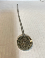 Vintage Long Cross ,Silver Alloy, Coin Medallion Necklace Chain