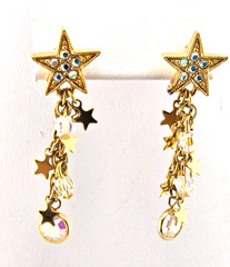 Kirks Folly Star Cluster Drop Dangle Goldtone Earrings Vintage Pierced #2