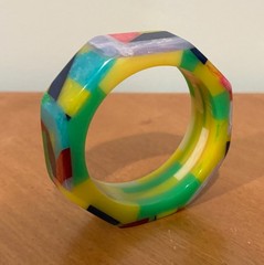 SIGNED SHULTZ BAKELITE BRACELET BANGLE NEW PINK PURPLE BLUE GREEN YELLOW OCTAGON
