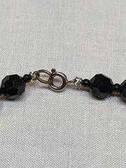 Vintage Black Glass Bead Necklace Classic Retro Gothic Emo Long ~24″