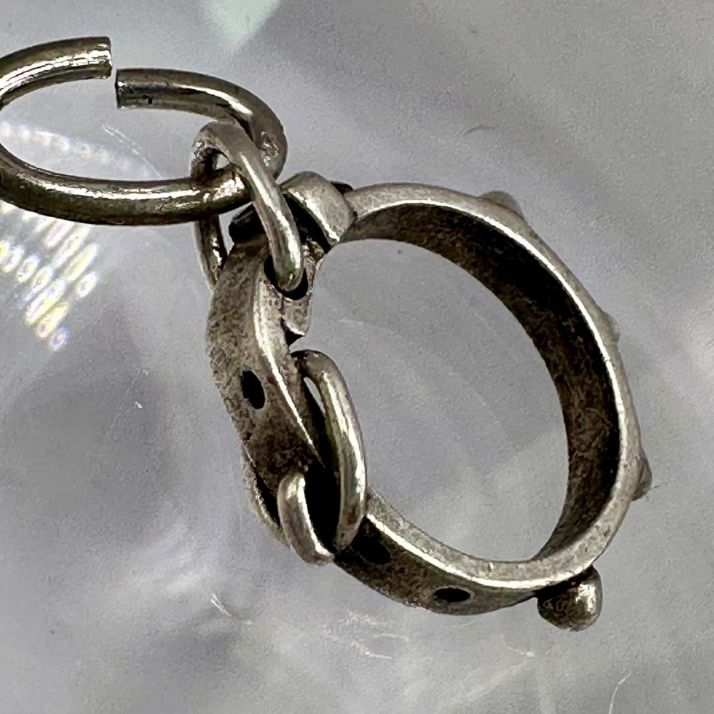 Studded Dog Collar Belt Buckle Pendant Charm Signed Beau Sterling Silver 925