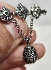 Vintage 925 Sterling Silver Marcasite Floral Bar Brooch w/Pendant Estate Find