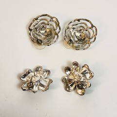 Vintage Y2K Flower Earring Set Purple Gold Floral Studs Whimsygoth Cottagecore