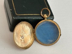 Antique Victorian Memento Mori 19th C Skull Gold Plated Pendant Photo Locked