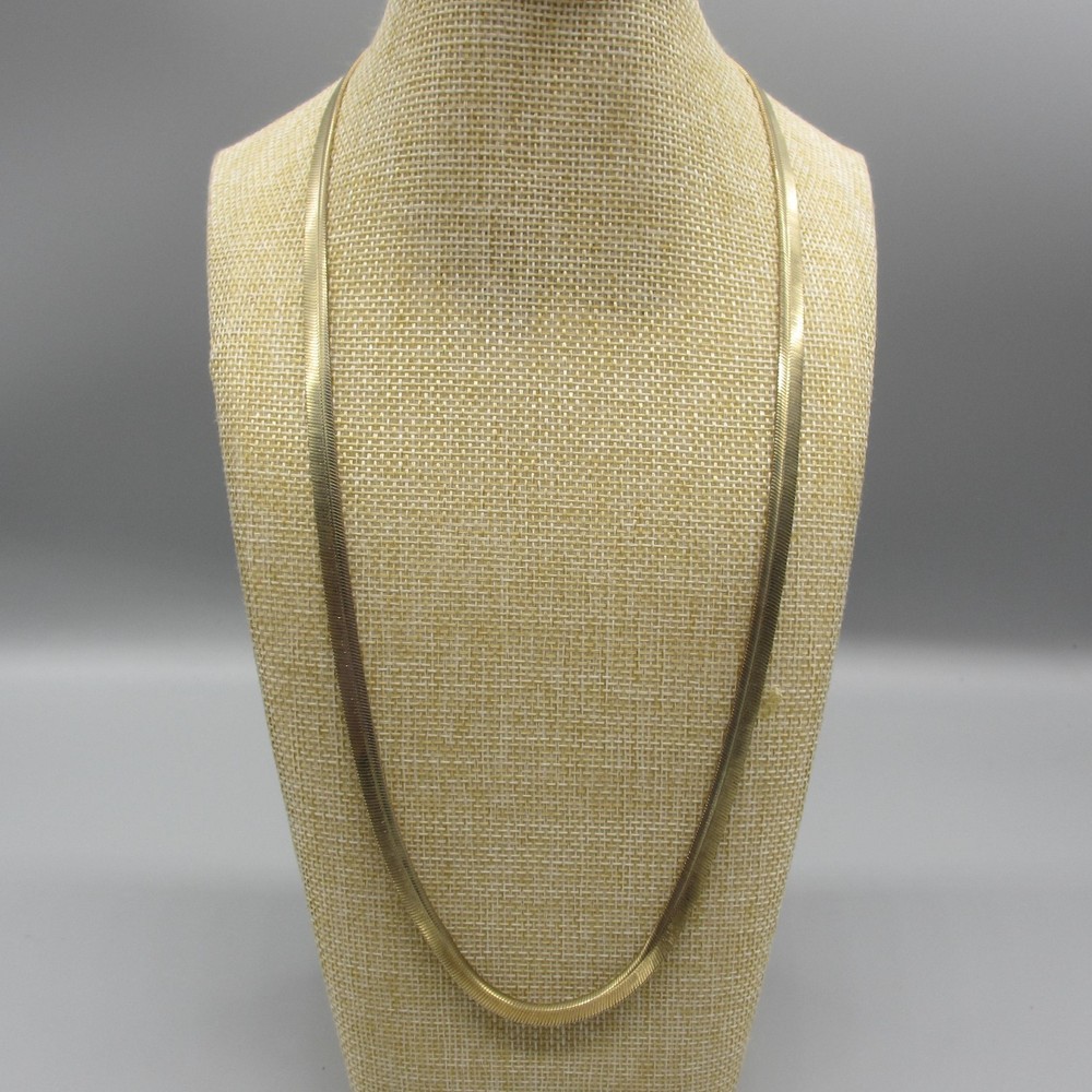Vintage Flat Chain Necklace Gold Tone Classic 24 Inch