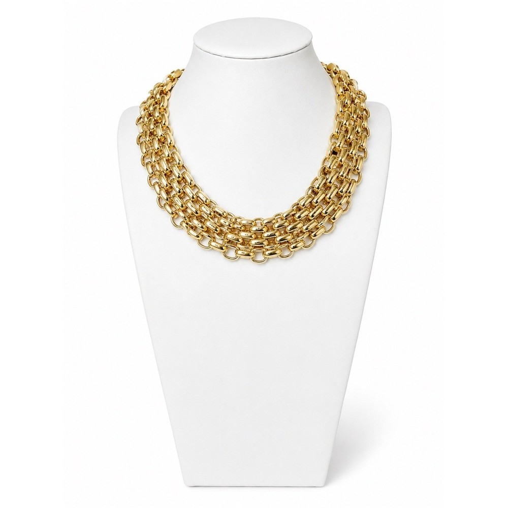 Vintage-Inspired Multi-Strand Gold Tone Chain Bold Runway Heavyweight Statement