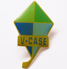 V-Case Kite Logo Lapel Pin Green Blue Gold Tone Collectible Vintage