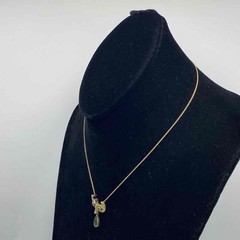 Vintage 14K Yellow Gold Diamond Sapphire Figural Mask Necklace 16.25″ 5.3g