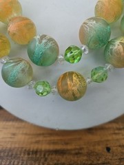RARE Judy Lee DUCHESSE Peach and Green Mottled Beads/AB Crystals Parure NWT