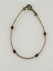 Vintage Beaded Bracelet Gold Tone with Faceted Brown Beads