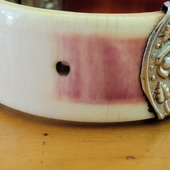 Antique German Boar Tusk Hunting Scene Pull Pin Cuff Bangle Bracelet
