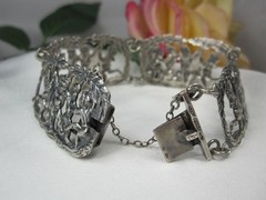 Vintage European Sterling Silver Story-Telling Panel Bracelet