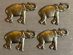 Vintage Brass Elephant Stampings 1.75” High Relief Safari Animal Jewelry Finding
