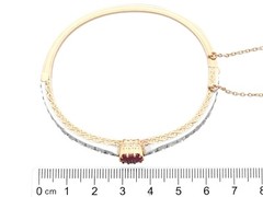 Antique 2.90Ct Ruby and 4.12Ct Diamond, 18k Rose Gold Bangle Circa 1890