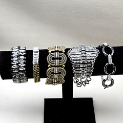 5 Fashion Bracelet Lot Rhinestone Cuff Link Chain Statement Bracelets Silver Gol