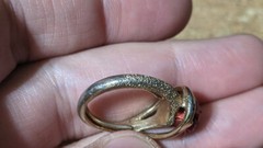 RED ROSE GOLD COLORED RING SIZE 5-6 ADJUSTABLE / WRONGWAY052