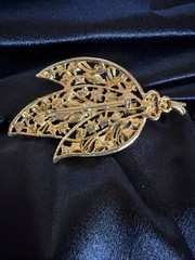 Vintage Large Lime Green Green Rhinestone Art Glass Brooch Uranium Glass