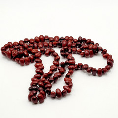 Artisan Hand Strung Red Seed Nut Bead Single Strand Infinity No Clasp Necklace