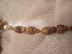 Vintage West Germany Gold Tone Costume Purple Rhinestone Large Pendant Necklace