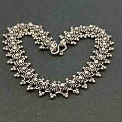 Vintage Silver Bracelet Ethnic Granulation Flower Filigree Tribal Articulated
