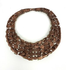 Vintage thermoset Statement Collar Necklace And Earrings Green Leaf