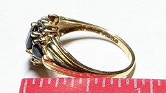10K YELLOW GOLD SAPPHIRES DIAMONDS RING SIZE 7 SIGNED 10K ADL 3.1+ GRAMS